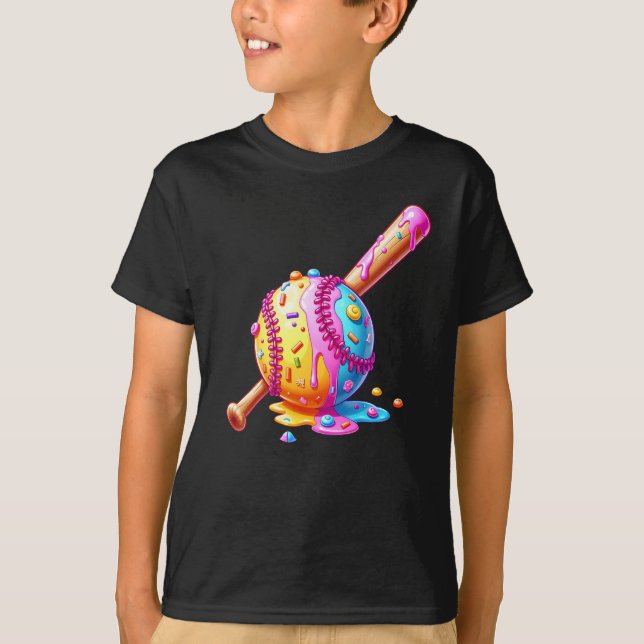 Ice Cream Drip Baseball Stuff Baseball Drip T-Shirt (Front)