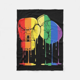 Ice Cream Drip Boxing Rainbow Lesbian Gay Pride Wo Fleece Blanket