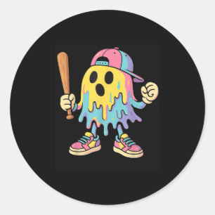 Ice Cream Drip Colourful Ghost Baseball Spots Hall Classic Round Sticker