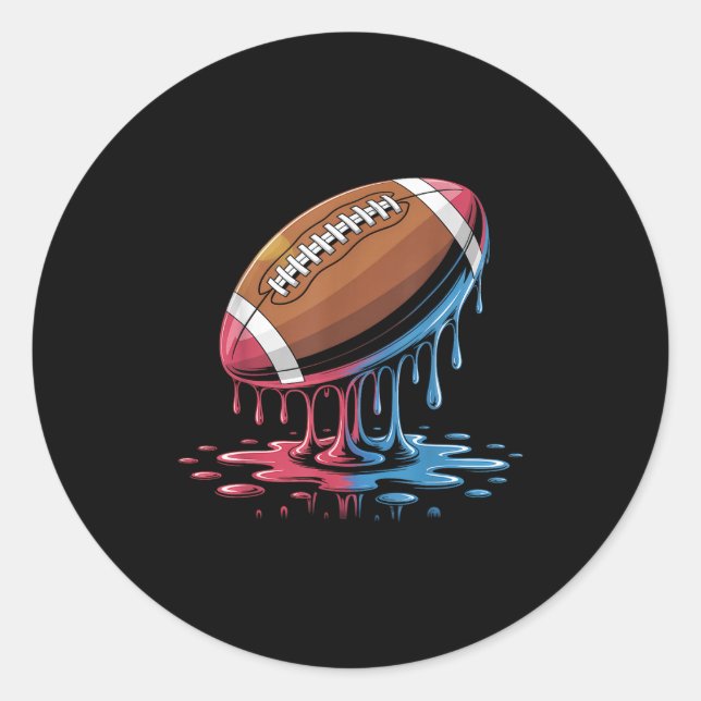 Ice Cream Drip Football  Classic Round Sticker (Front)