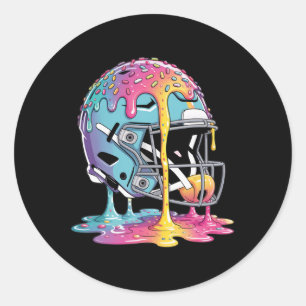 Ice Cream Drip Football Stuff Boys Qb Rb Lineman W Classic Round Sticker