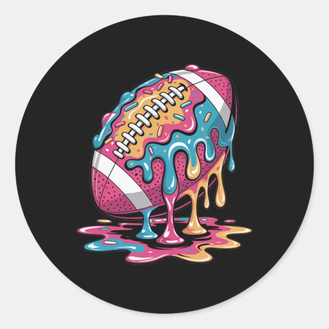 Ice Cream Drip Football Stuff Qb Rb Lineman Wr Dri Classic Round Sticker (Front)