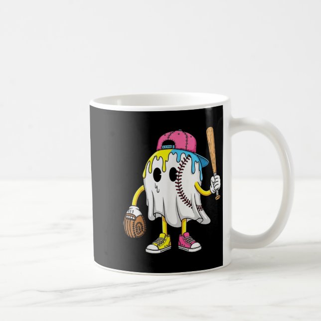 Ice Cream Drip Ghost Baseball Spots Baseball Drip  Coffee Mug (Right)