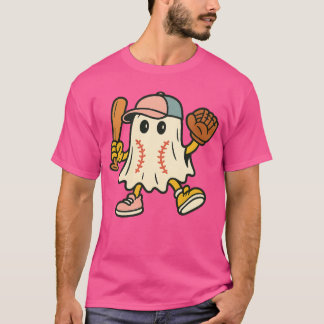 Ice Cream Drip Ghost Baseball Spots Baseball Drip  T-Shirt