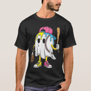 Ice Cream Drip Ghost Baseball Spots Baseball Drip T-Shirt