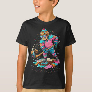Ice Cream Drip Hockey Boys Youth Kids Ice Hockey T-Shirt
