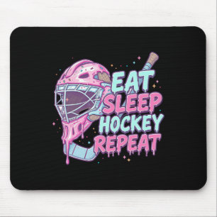 Ice Cream Drip Hockey Goalie Mask Eat Sleep Hockey Mouse Mat
