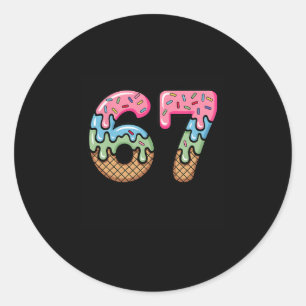 Ice Cream Drip Meme Funny Six Seven 67 Present Classic Round Sticker