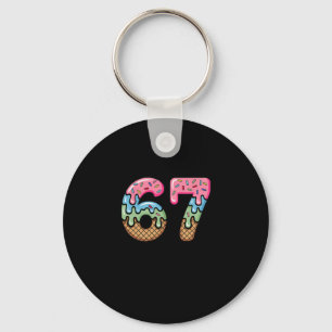 Ice Cream Drip Meme Funny Six Seven 67 Present Key Ring
