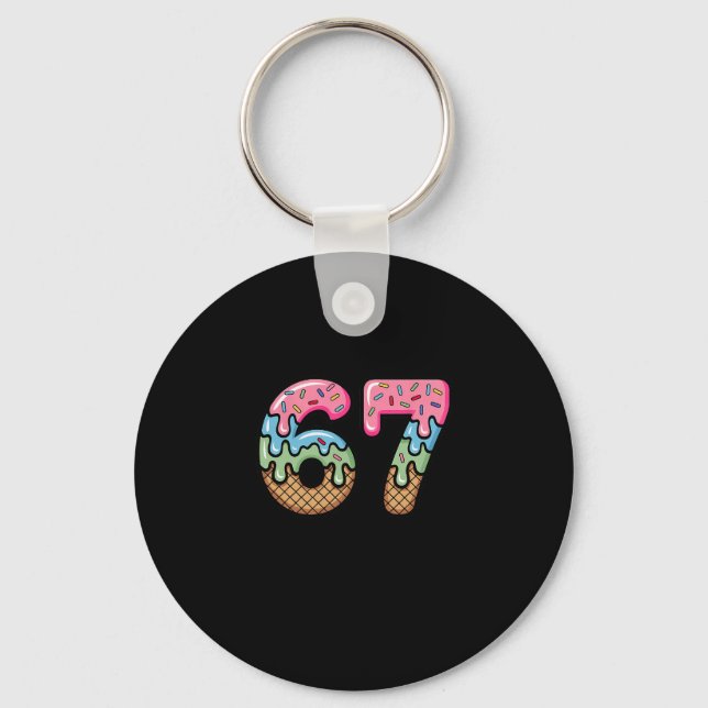 Ice Cream Drip Meme Funny Six Seven 67 Present  Key Ring (Front)