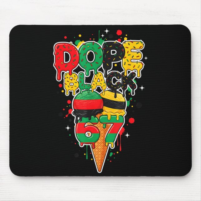 Ice Cream Drip Six Seven Meme 6 7 Black History Mo Mouse Mat (Front)