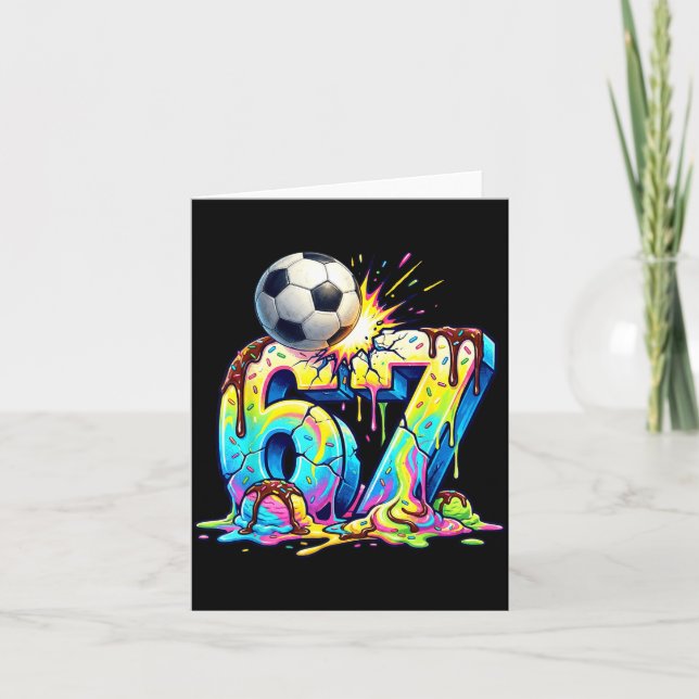 Ice Cream Drip Soccer 67 Six Seven Funny Gen Alpha Card (Front)