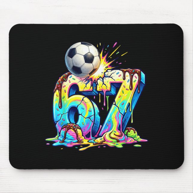 Ice Cream Drip Soccer 67 Six Seven Funny Gen Alpha Mouse Mat (Front)