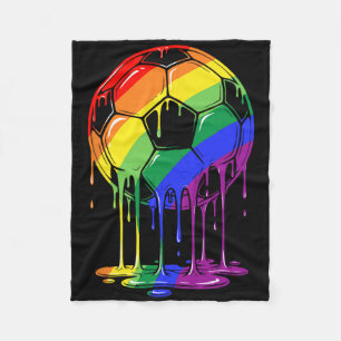 Ice Cream Drip Soccer Rainbow Lesbian Gay Pride Wo Fleece Blanket