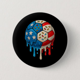 Ice Cream Drip Soccer Stuff 4th Of July Boys Kids 6 Cm Round Badge