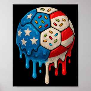 Ice Cream Drip Soccer Stuff 4th Of July Boys Kids Poster