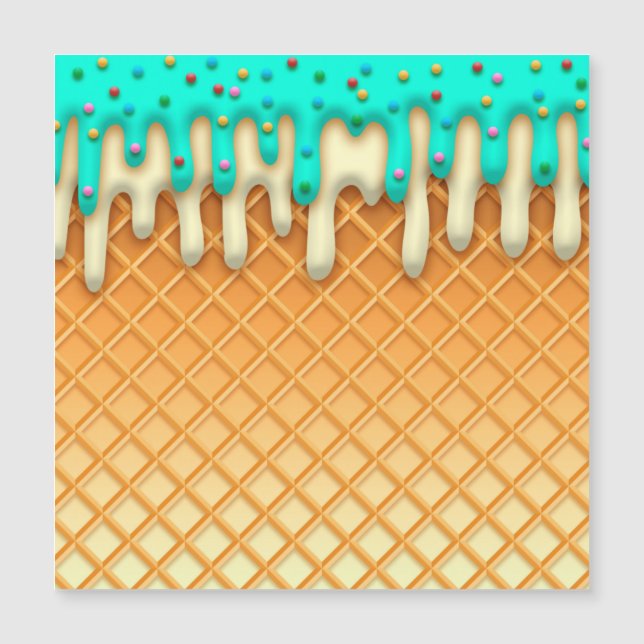 Ice Cream Drip Waffle Cone Mint With Sprinkles (Front)