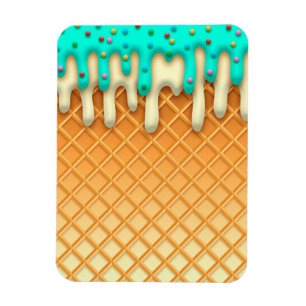 Ice Cream Drip Waffle Cone Mint With Sprinkles Magnet