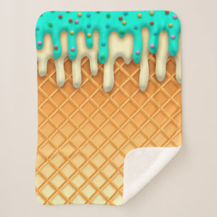 Ice Cream Drip Waffle Cone Mint With Sprinkles She Sherpa Blanket