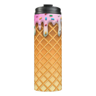 Ice Cream Drip Waffle Cone Pink With Sprinkles Thermal Tumbler
