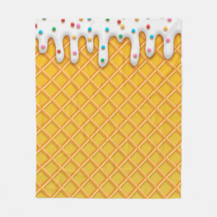 Ice Cream Drip Waffle Cone With Sprinkles Fleece Blanket
