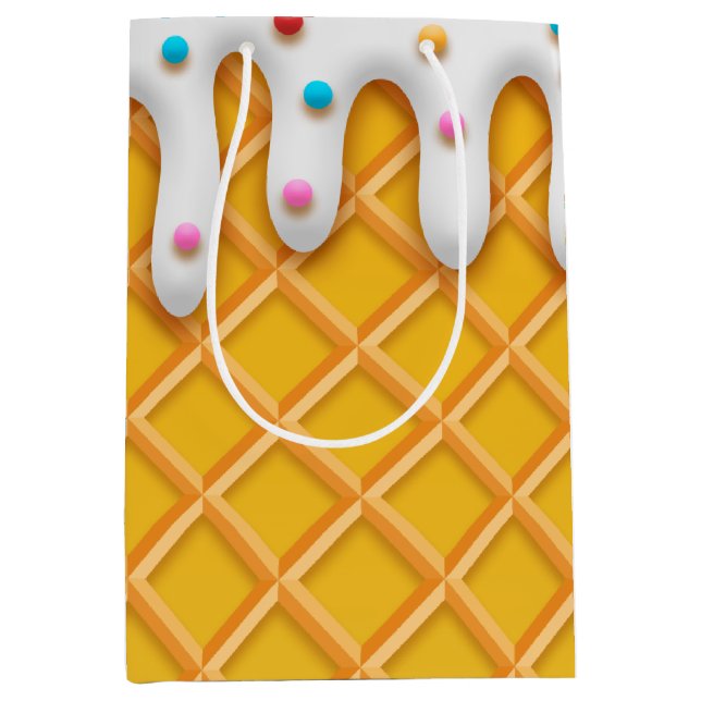 Ice Cream Drip Waffle Cone With Sprinkles Medium Gift Bag (Front)