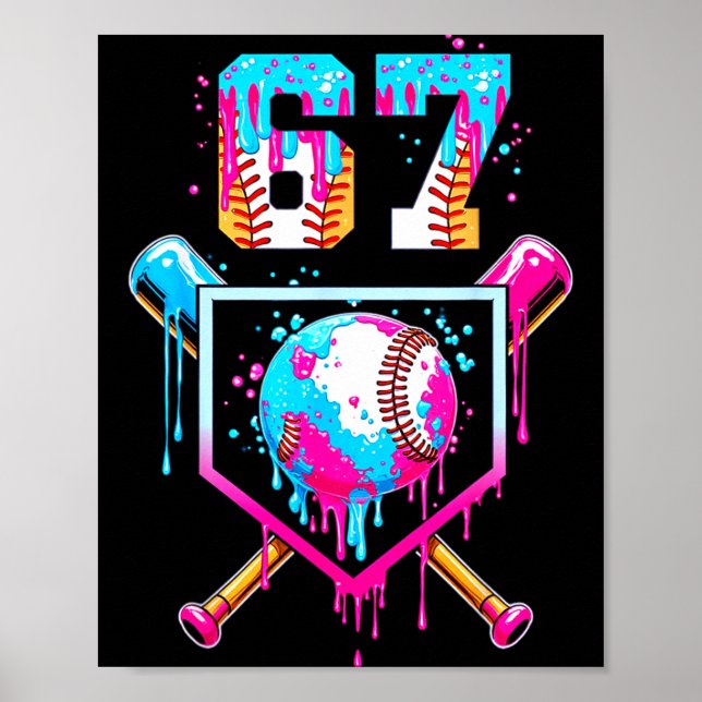 Ice Cream Dripng Boys Baseball Drip Fun 6 7 Six Se Poster (Front)