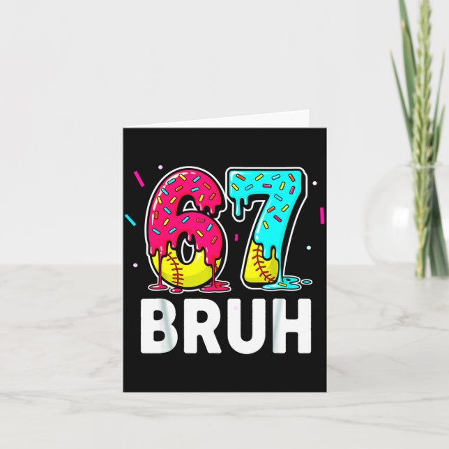 Ice Cream Dripng Softball Drip Fun 6 7 Six Seven M Card (Front)