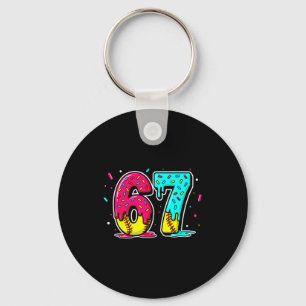 Ice Cream Dripng Softball Drip Funny 6 7 Six Seven Key Ring