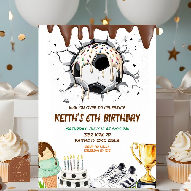 Ice cream Dripping Soccer Summer Birthday Invitation (Creator Uploaded)