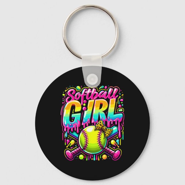 Ice Cream Dripping Softll Girl Player Softll T  Key Ring (Front)