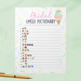 Ice Cream Emoji Pictionary Bridal Shower Game Pack Notepad