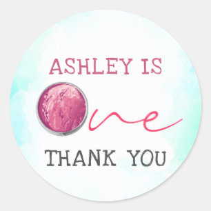 Ice Cream First Birthday Thank You Classic Round Sticker
