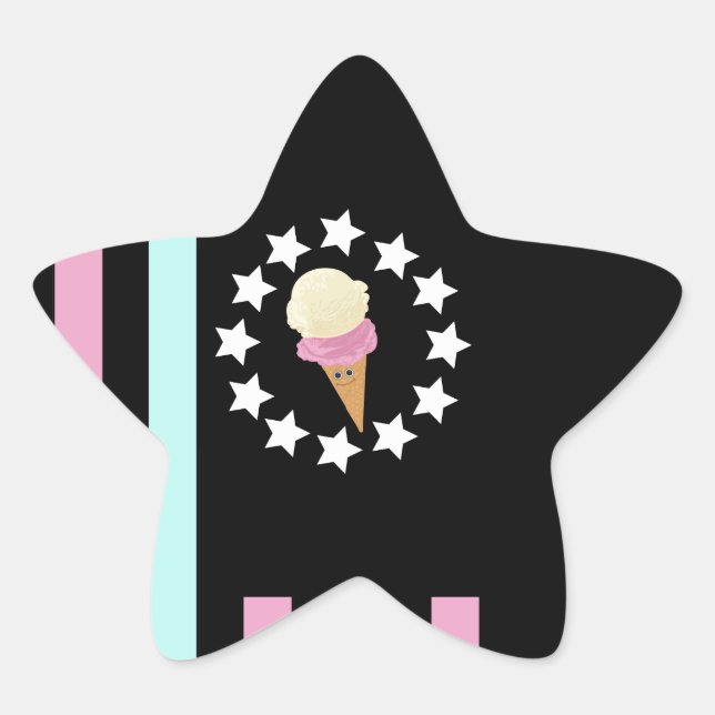 Ice Cream - Flag Star Sticker (Front)