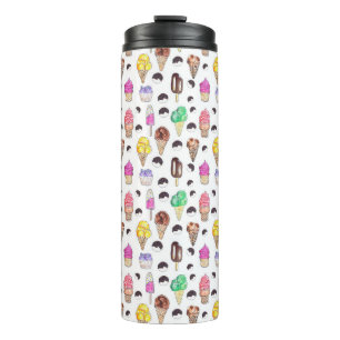 Ice cream Flavors Watercolor Pattern Thermal Tumbler