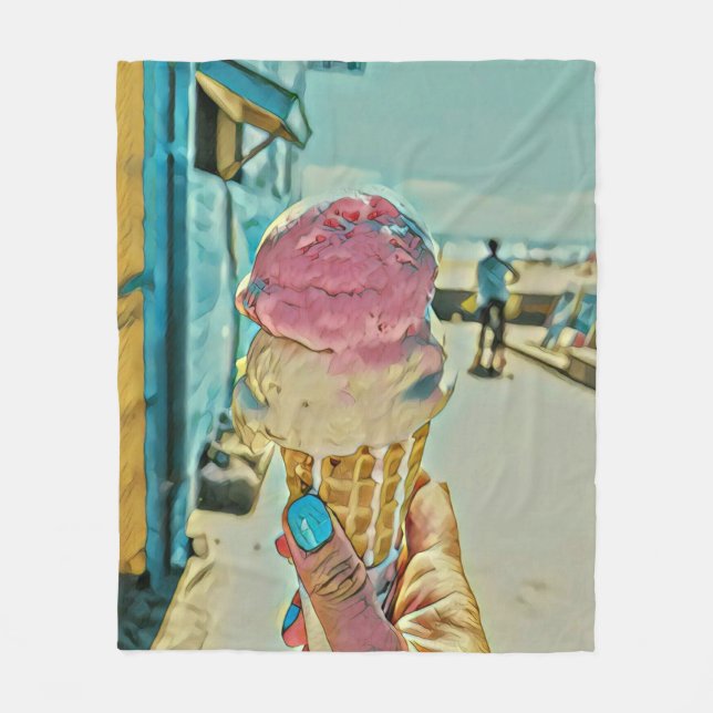 Ice cream flavour fleece blanket (Front)