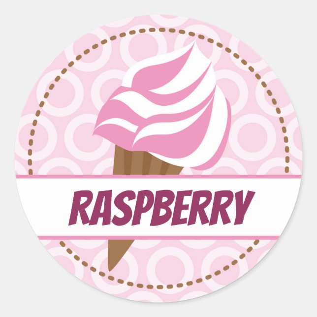 Ice Cream Flavour Label | Pink Sticker (Front)