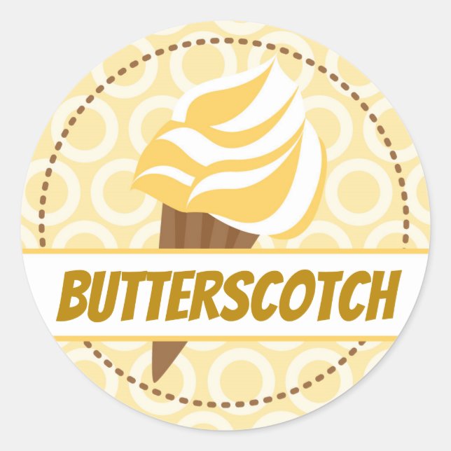 Ice Cream Flavour Label | Yellow Sticker (Front)