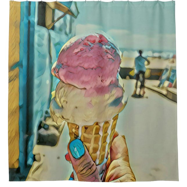 Ice cream flavour shower curtain (Front)