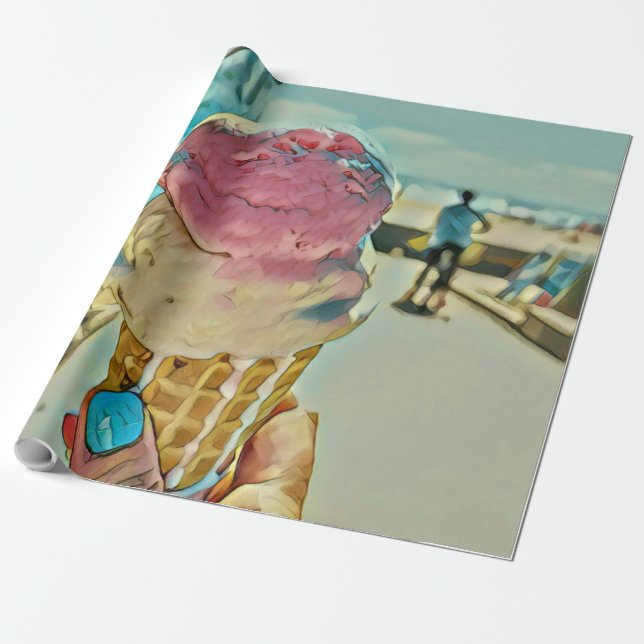 Ice cream flavour wrapping paper (Unrolled)