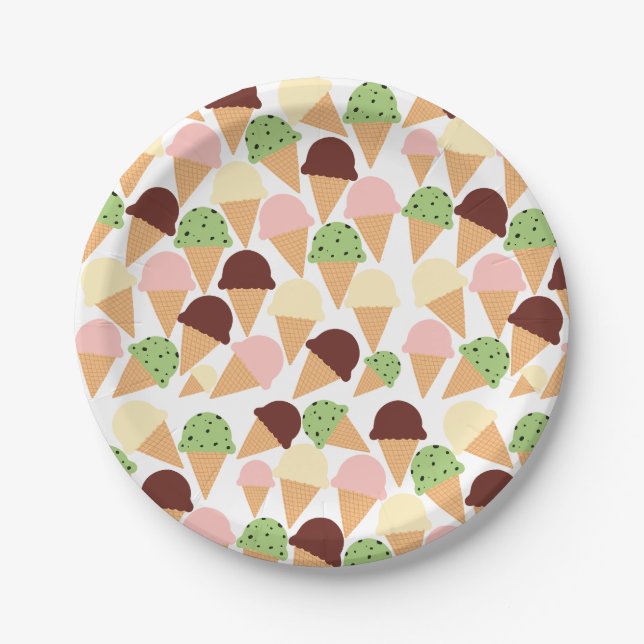 Ice Cream Flavours Paper Plate (Front)