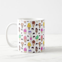 Ice cream Flavours Watercolor Pattern Mug