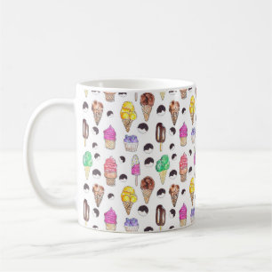 Ice cream Flavours Watercolor Pattern Mug