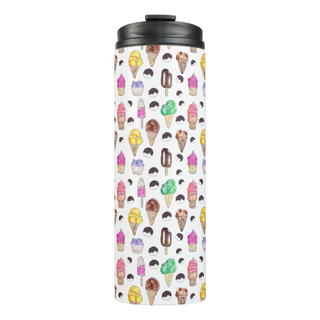 Ice cream Flavours Watercolor Pattern Thermal Tumbler (Front)