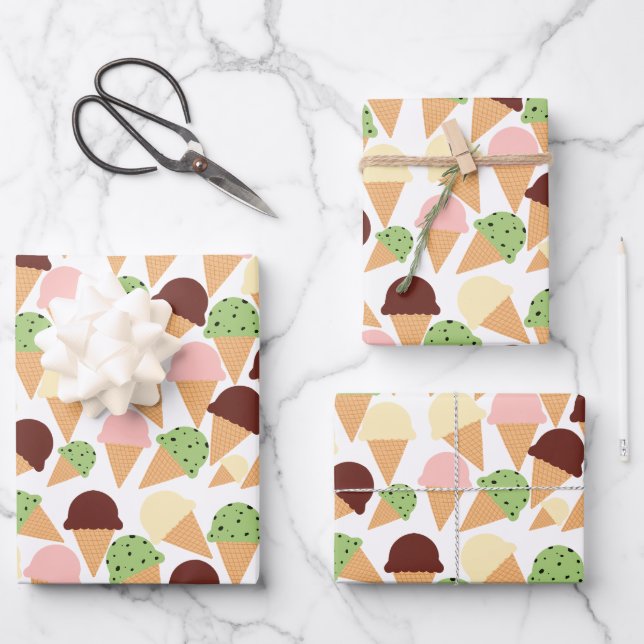 Ice Cream Flavours Wrapping Paper Sheet (Front)