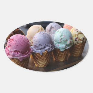 Ice Cream Flight Oval Sticker