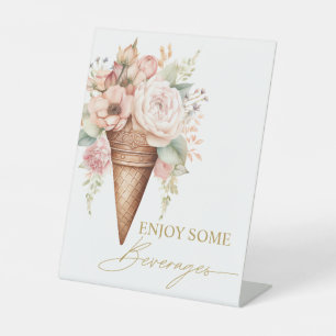 Ice Cream Floral Beverages Sign Bridal Shower