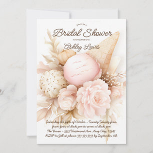 Ice cream floral bouquet, ice cream blush invitation