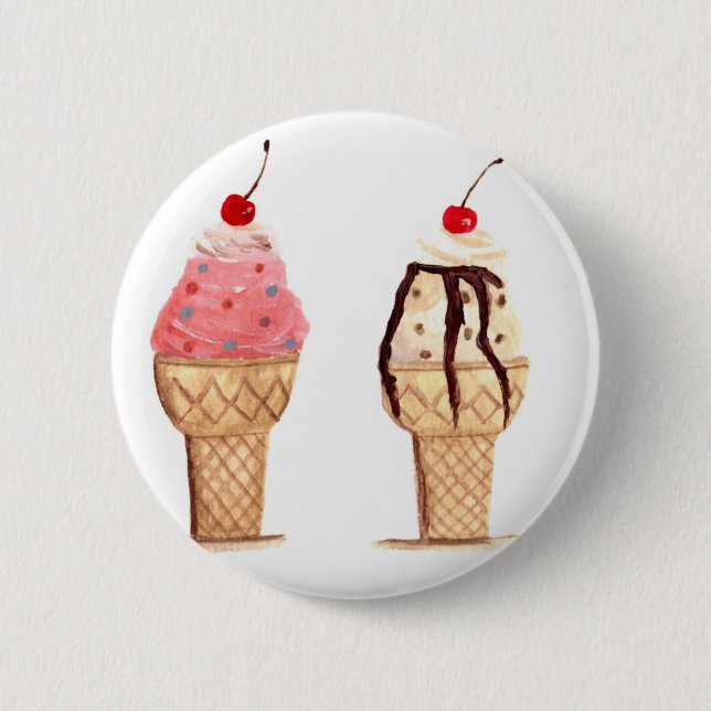Ice cream food 6 cm round badge (Front)
