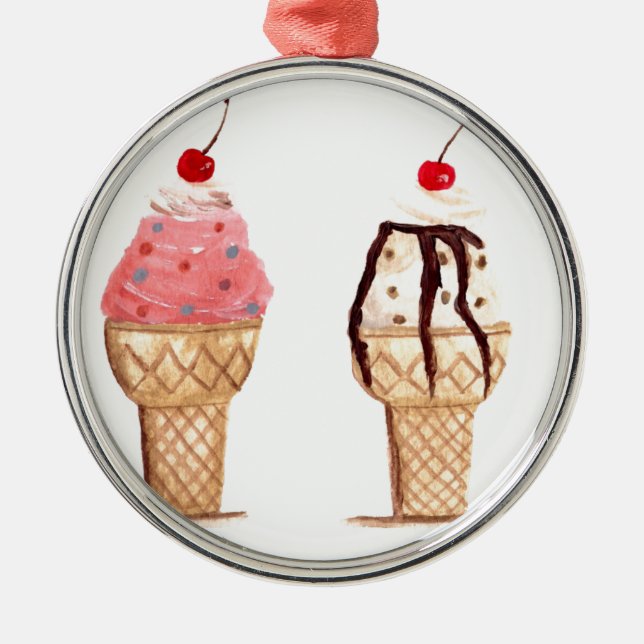 Ice cream food dessert Baker Kitchen sweet  Metal Tree Decoration (Front)